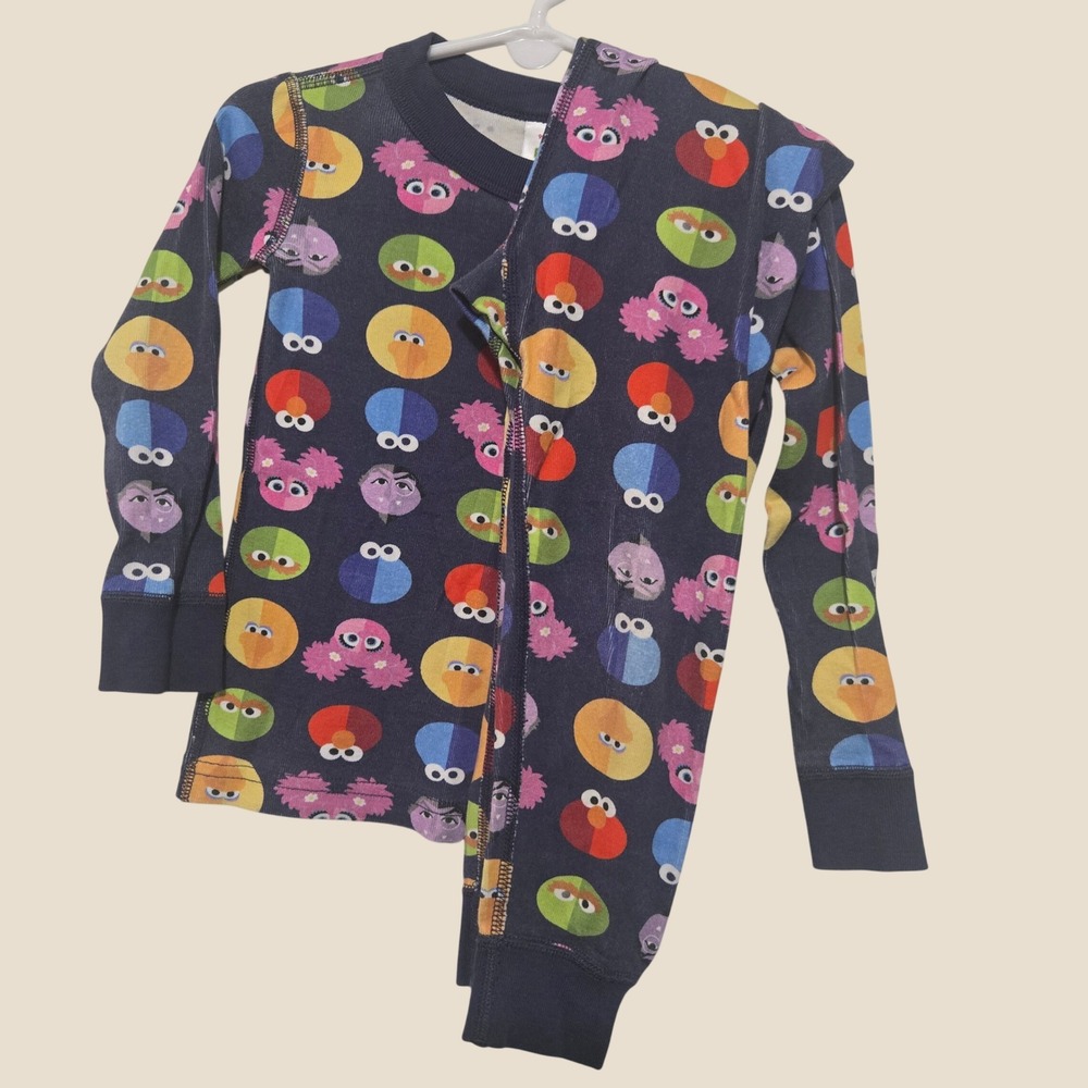 Hanna Andersson Sesame Street Organic Cotton Pajamas Set Blue Kids 3T 90cm